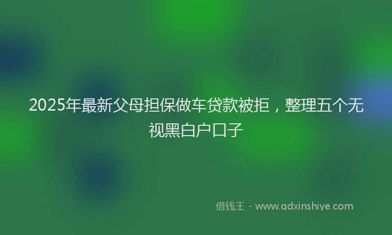 2025年最新父母担保做车贷款被拒，整理五个无视黑白户口子