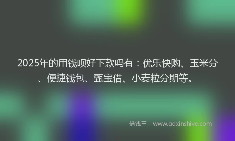 2025年的用钱呗好下款吗有：优乐快购、玉米分、便捷钱包、甄宝借、小麦粒分期等。