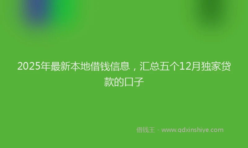 2025年最新本地借钱信息，汇总五个12月独家贷款的口子