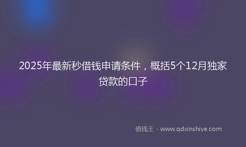 2025年最新秒借钱申请条件，概括5个12月独家贷款的口子