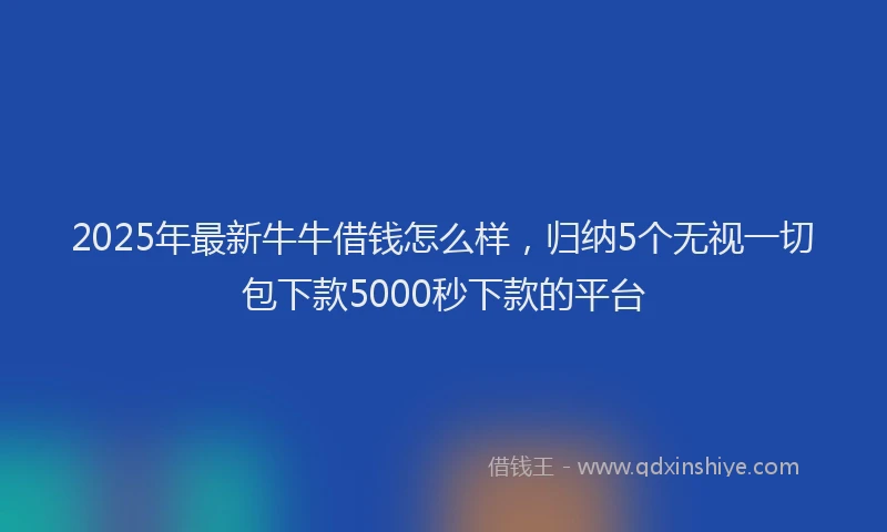 2025年最新牛牛借钱怎么样，归纳5个无视一切包下款5000秒下款的平台