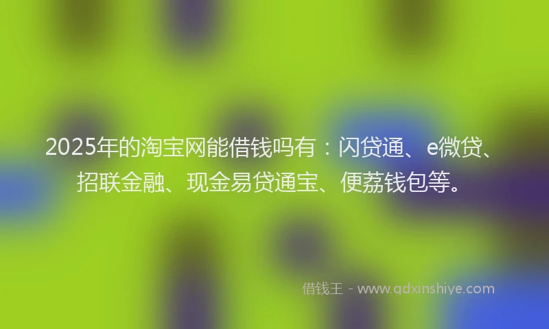 2025年的淘宝网能借钱吗有：闪贷通、e微贷、招联金融、现金易贷通宝、便荔钱包等。