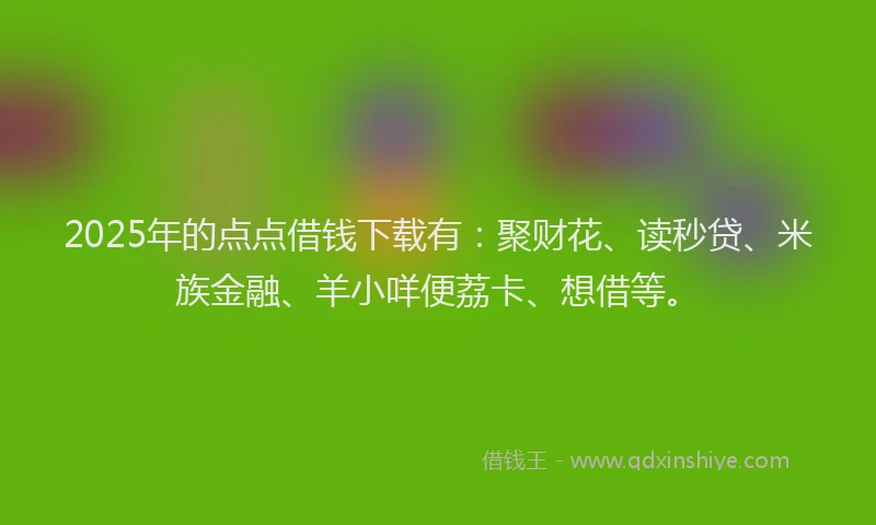 2025年的点点借钱下载有：聚财花、读秒贷、米族金融、羊小咩便荔卡、想借等。
