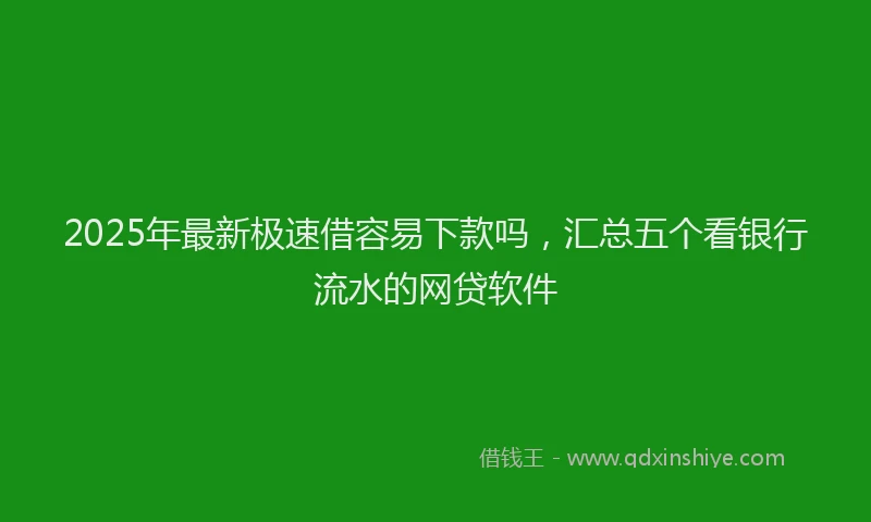 2025年最新极速借容易下款吗，汇总五个看银行流水的网贷软件