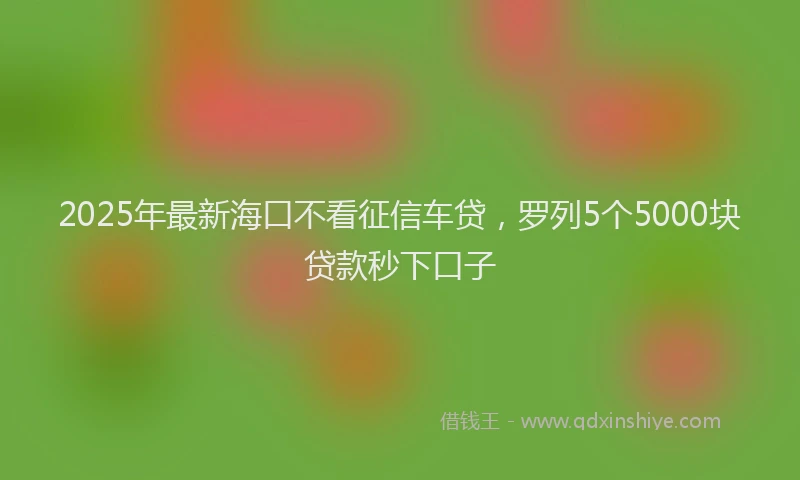 2025年最新海口不看征信车贷，罗列5个5000块贷款秒下口子