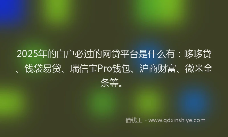 2025年的白户必过的网贷平台是什么有：哆哆贷、钱袋易贷、瑞信宝Pro钱包、沪商财富、微米金条等。