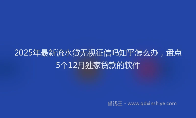 2025年最新流水贷无视征信吗知乎怎么办，盘点5个12月独家贷款的软件