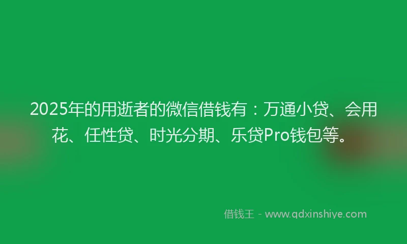 2025年的用逝者的微信借钱有：万通小贷、会用花、任性贷、时光分期、乐贷Pro钱包等。