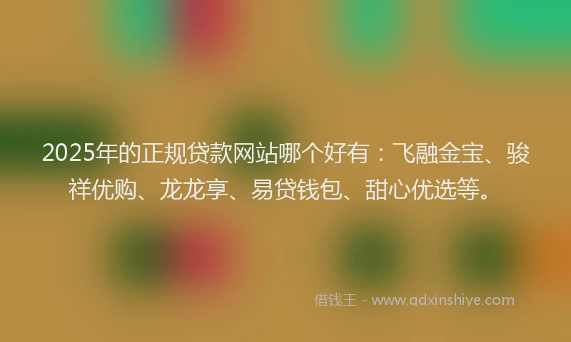 2025年的正规贷款网站哪个好有：飞融金宝、骏祥优购、龙龙享、易贷钱包、甜心优选等。
