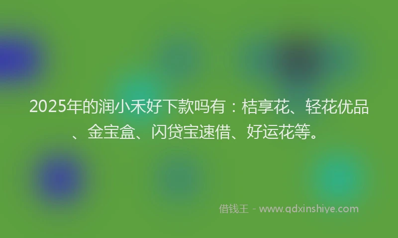 2025年的润小禾好下款吗有：桔享花、轻花优品、金宝盒、闪贷宝速借、好运花等。