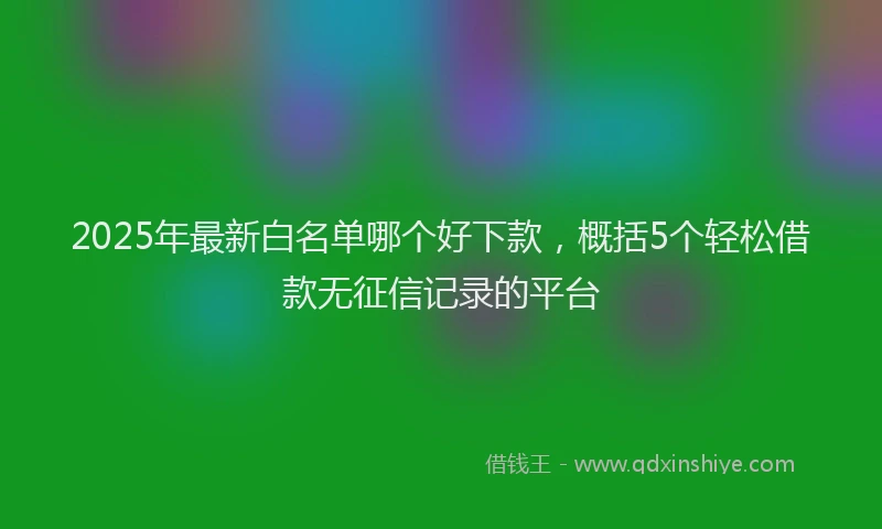 2025年最新白名单哪个好下款，概括5个轻松借款无征信记录的平台