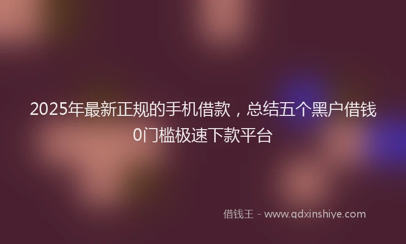 2025年最新正规的手机借款，总结五个黑户借钱0门槛极速下款平台