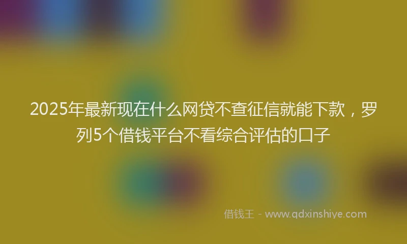 2025年最新现在什么网贷不查征信就能下款，罗列5个借钱平台不看综合评估的口子
