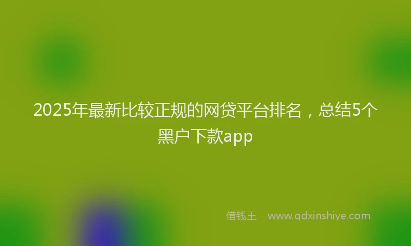 2025年最新比较正规的网贷平台排名，总结5个黑户下款app