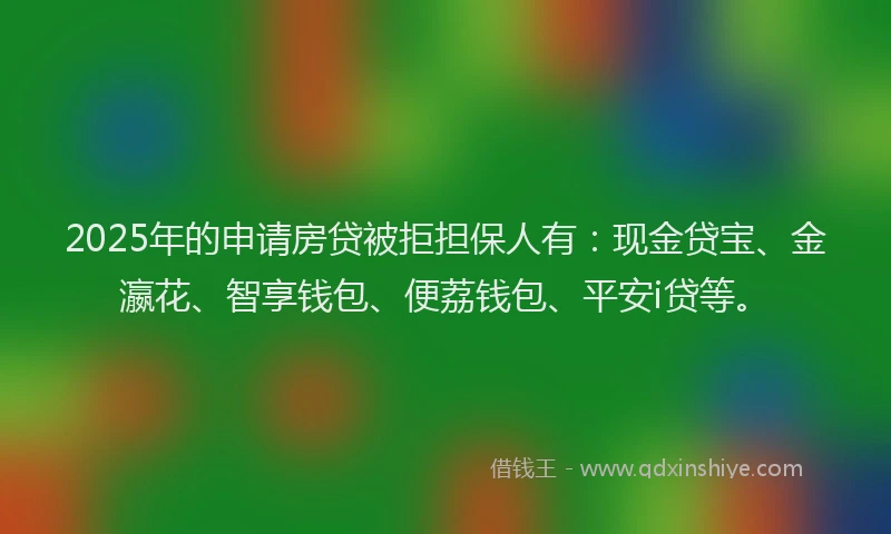 2025年的申请房贷被拒担保人有：现金贷宝、金瀛花、智享钱包、便荔钱包、平安i贷等。