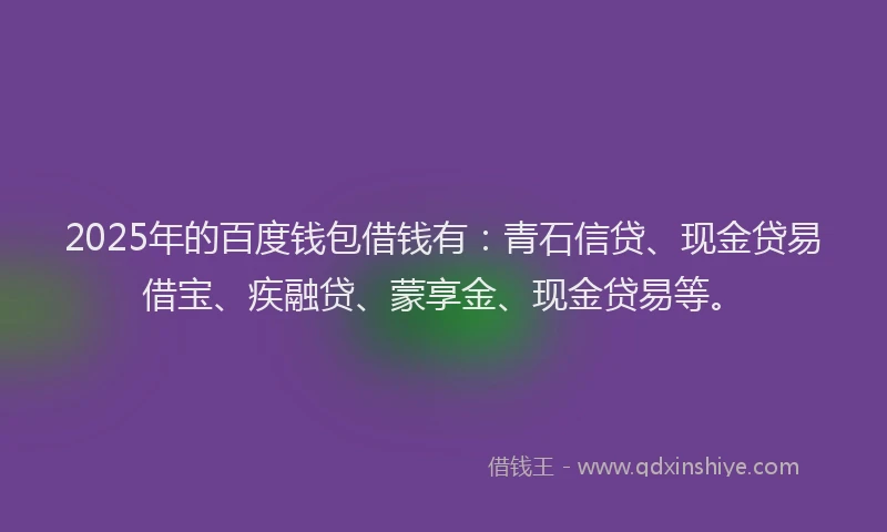 2025年的百度钱包借钱有：青石信贷、现金贷易借宝、疾融贷、蒙享金、现金贷易等。