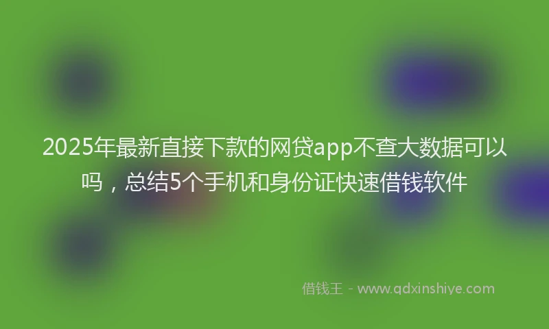 2025年最新直接下款的网贷app不查大数据可以吗，总结5个手机和身份证快速借钱软件