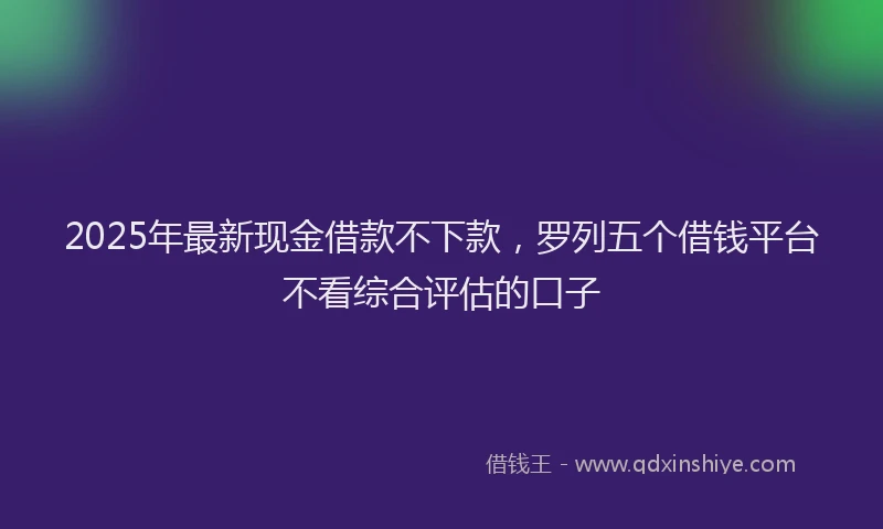 2025年最新现金借款不下款，罗列五个借钱平台不看综合评估的口子