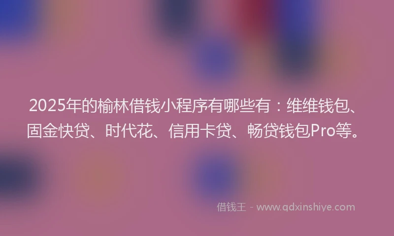 2025年的榆林借钱小程序有哪些有：维维钱包、固金快贷、时代花、信用卡贷、畅贷钱包Pro等。