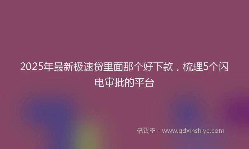 2025年最新极速贷里面那个好下款，梳理5个闪电审批的平台