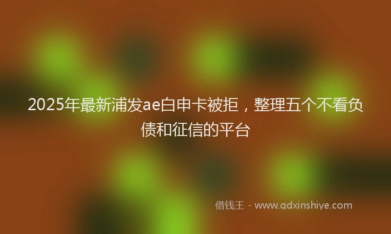 2025年最新浦发ae白申卡被拒，整理五个不看负债和征信的平台