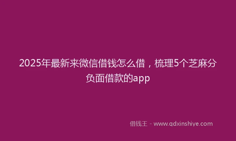 2025年最新来微信借钱怎么借，梳理5个芝麻分负面借款的app