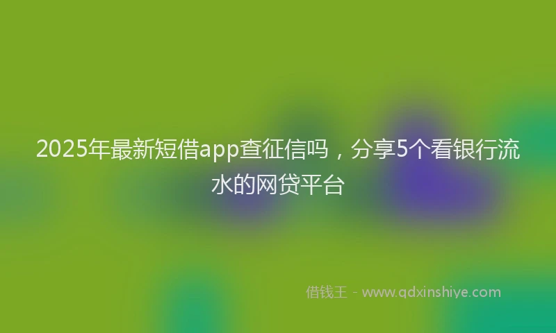2025年最新短借app查征信吗，分享5个看银行流水的网贷平台