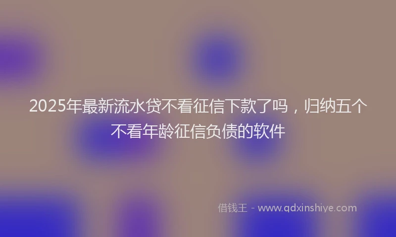 2025年最新流水贷不看征信下款了吗，归纳五个不看年龄征信负债的软件