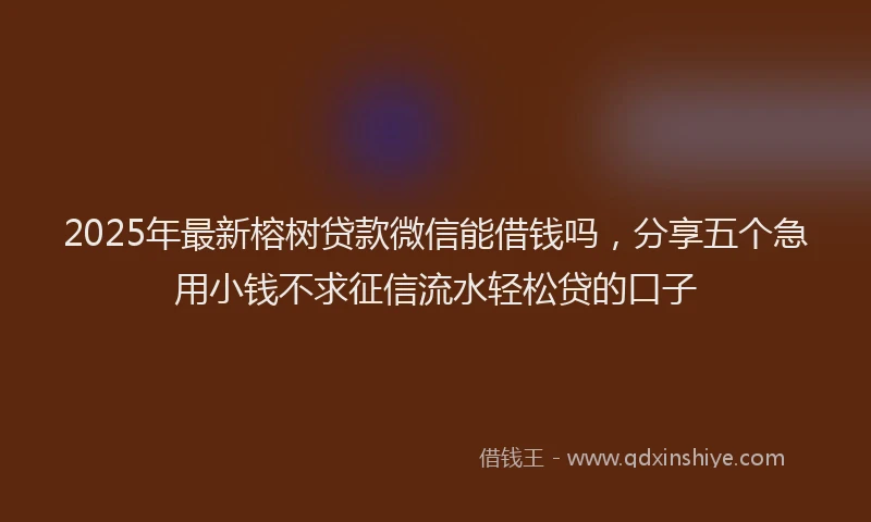 2025年最新榕树贷款微信能借钱吗，分享五个急用小钱不求征信流水轻松贷的口子