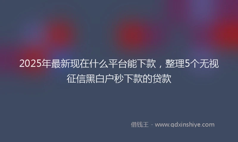 2025年最新现在什么平台能下款，整理5个无视征信黑白户秒下款的贷款