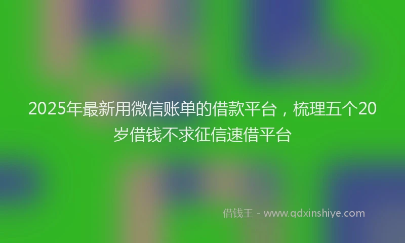 2025年最新用微信账单的借款平台，梳理五个20岁借钱不求征信速借平台