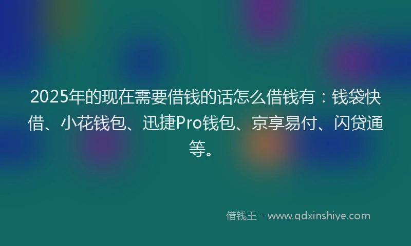 2025年的现在需要借钱的话怎么借钱有：钱袋快借、小花钱包、迅捷Pro钱包、京享易付、闪贷通等。
