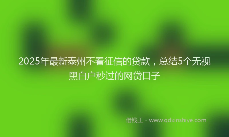 2025年最新泰州不看征信的贷款，总结5个无视黑白户秒过的网贷口子