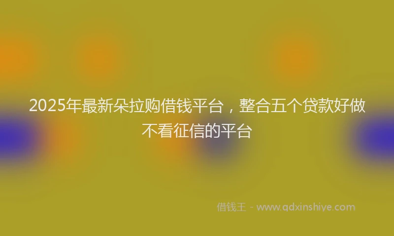 2025年最新朵拉购借钱平台，整合五个贷款好做不看征信的平台