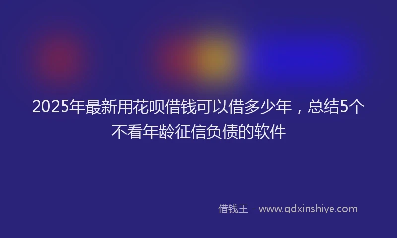 2025年最新用花呗借钱可以借多少年,总结5个不看年龄征信负债的软件