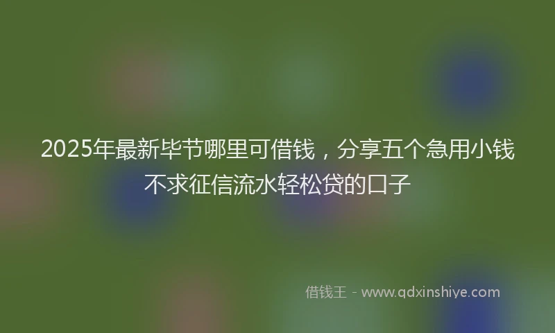 2025年最新毕节哪里可借钱，分享五个急用小钱不求征信流水轻松贷的口子