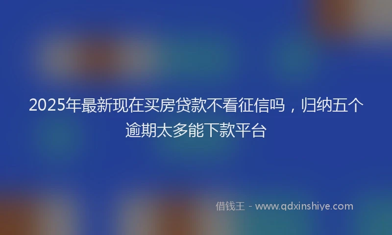 2025年最新现在买房贷款不看征信吗，归纳五个逾期太多能下款平台