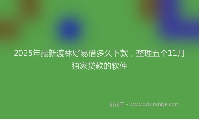2025年最新渡林好易借多久下款，整理五个11月独家贷款的软件