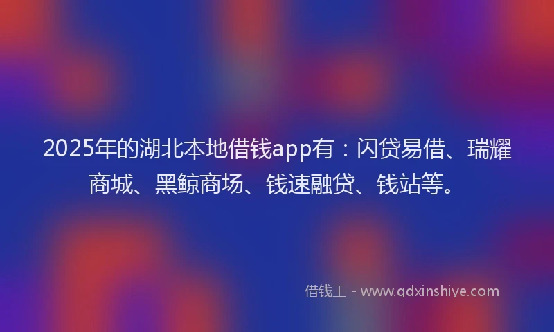 2025年的湖北本地借钱app有：闪贷易借、瑞耀商城、黑鲸商场、钱速融贷、钱站等。