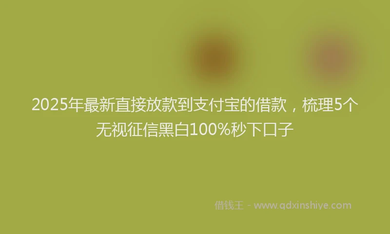 2025年最新直接放款到支付宝的借款，梳理5个无视征信黑白100%秒下口子