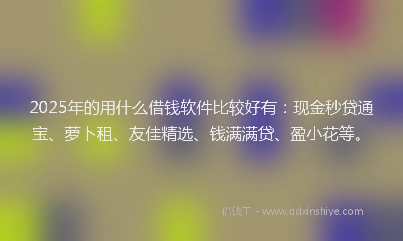 2025年的用什么借钱软件比较好有：现金秒贷通宝、萝卜租、友佳精选、钱满满贷、盈小花等。