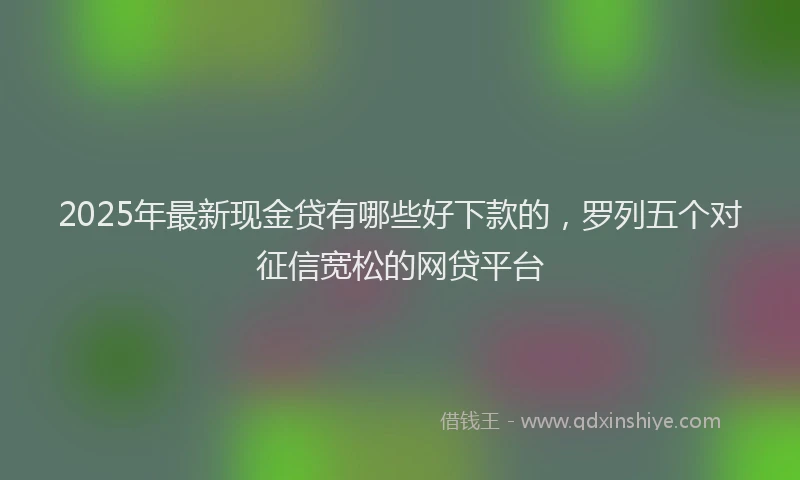 2025年最新现金贷有哪些好下款的，罗列五个对征信宽松的网贷平台