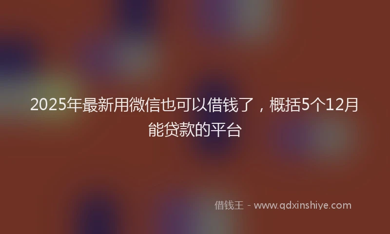 2025年最新用微信也可以借钱了，概括5个12月能贷款的平台