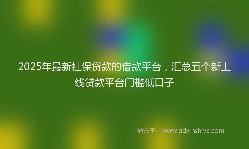 2025年最新社保贷款的借款平台，汇总五个新上线贷款平台门槛低口子