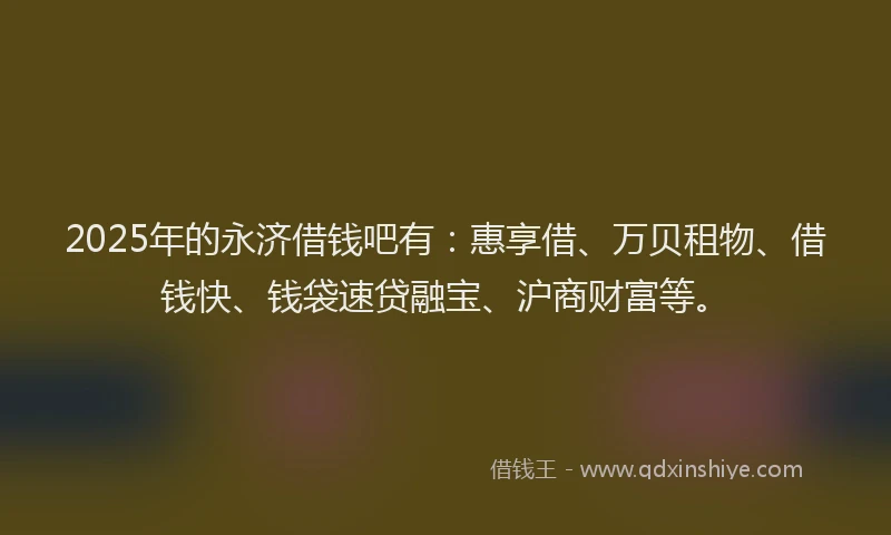 2025年的永济借钱吧有：惠享借、万贝租物、借钱快、钱袋速贷融宝、沪商财富等。