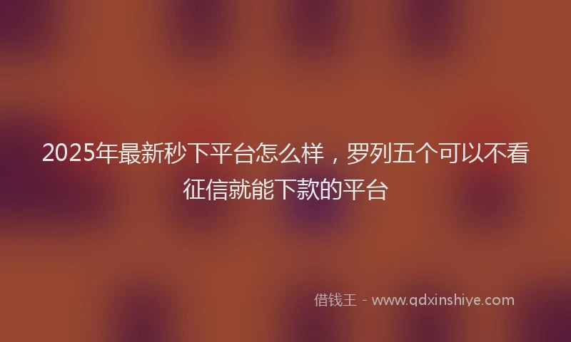 2025年最新秒下平台怎么样，罗列五个可以不看征信就能下款的平台