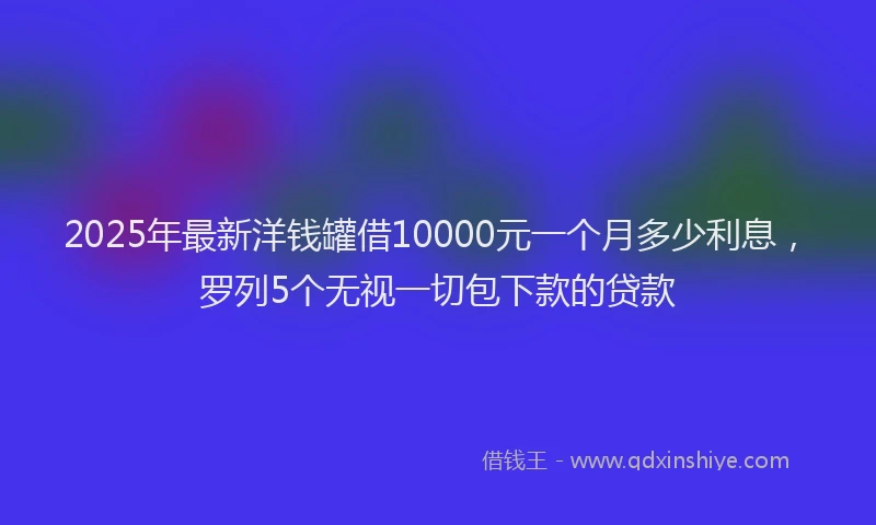 2025年最新洋钱罐借10000元一个月多少利息，罗列5个无视一切包下款的贷款