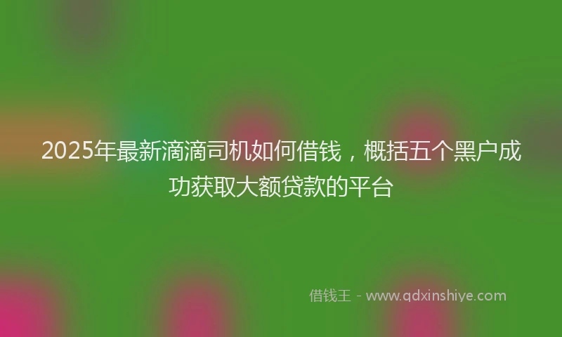 2025年最新滴滴司机如何借钱，概括五个黑户成功获取大额贷款的平台