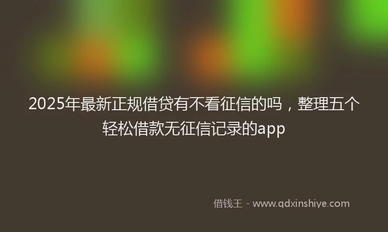 2025年最新正规借贷有不看征信的吗，整理五个轻松借款无征信记录的app