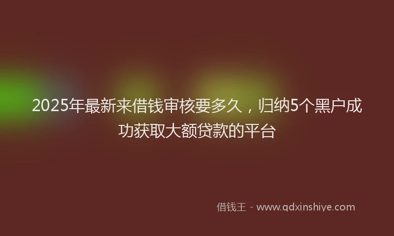 2025年最新来借钱审核要多久，归纳5个黑户成功获取大额贷款的平台